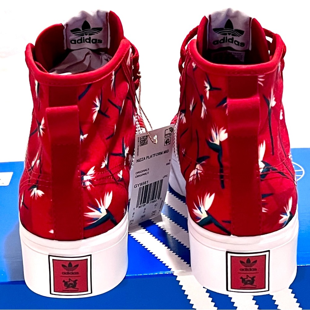 Adidas x Thebe Magugu Nizza Platform Mid Sneakers Size 9.5 Power Red/White/Black - Picture 5 of 15